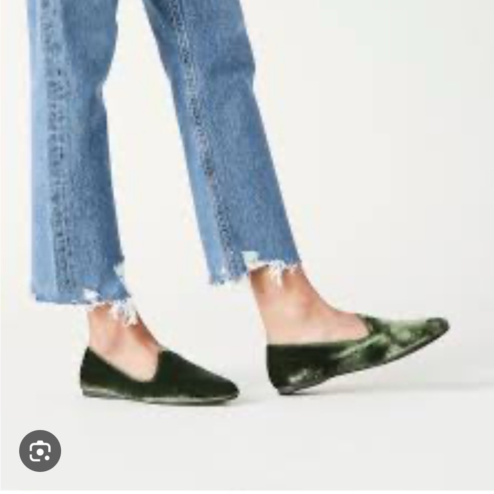 Birdies Starling Green Velvet Flats Size 8 Excellent Condition - Picture 2 of 7